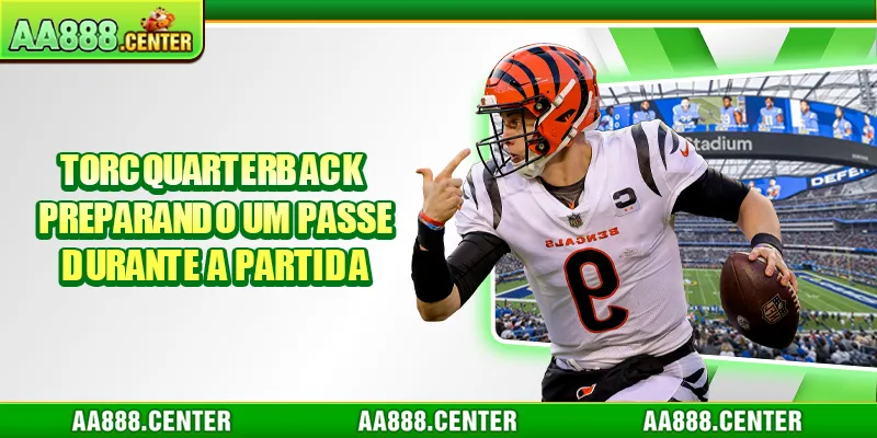 Quarterback preparando um passe durante a partida
